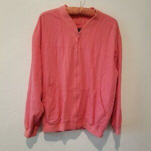 TGI Silk Womens Sweater Jacket Knit Full-Zip Small Peach Long Sleeve Pockets